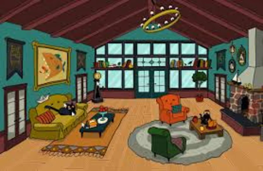 Referencia de la cabaña de Cursor Camp con objetos interiores